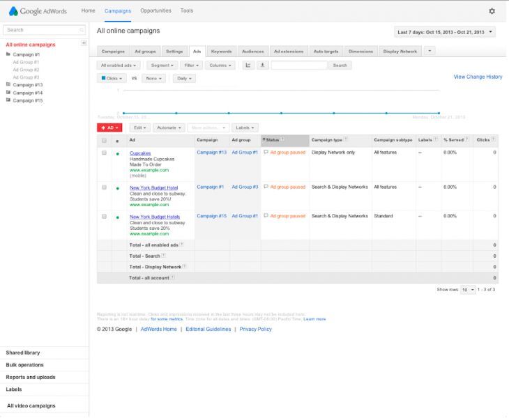 Pausieren von Google Ads Konten