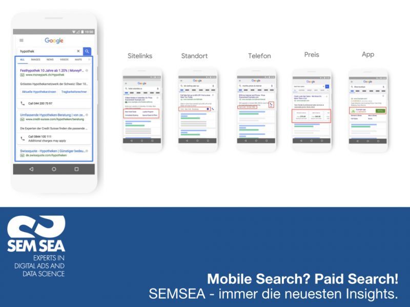 Mobile Search Ergebnisse Screens Paid Search